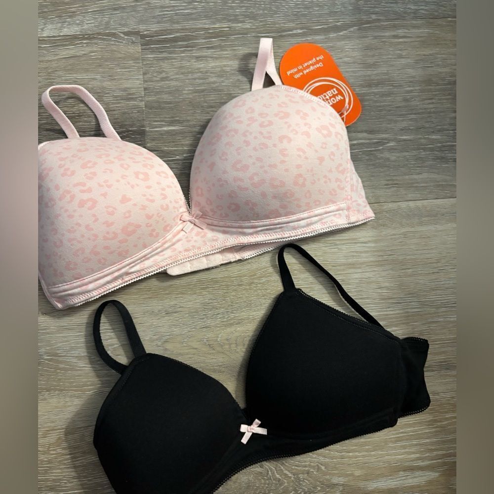 Wonder Nation Girls Pink and Black Bra Set Sz 34